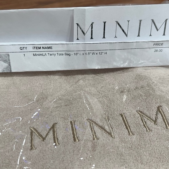 MinimLA Terry Beige Tote Bag, Beach, Gym, Shopping, Gift, Travel - Picture 3 of 4